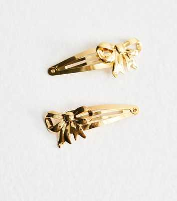 Pack of 2 Gold Bow Detail Hair Clips