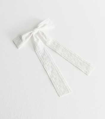 Cream Broderie Anglaise Bow Hair Clip