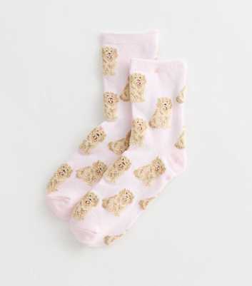 Pink Dog Bouclé Pattern Socks