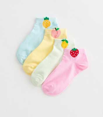 Pack of 4 Multicolour Fruit Motif Trainer Socks