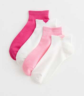 Pack of 4 Pink Heart Detail Trainer Socks