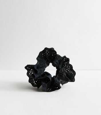 Black Broderie Anglaise Frill Scrunchie