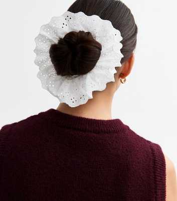 White Broderie Anglaise Frill Scrunchie