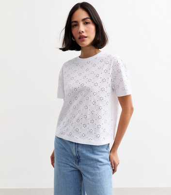 White Broderie Anglaise Boxy Tee