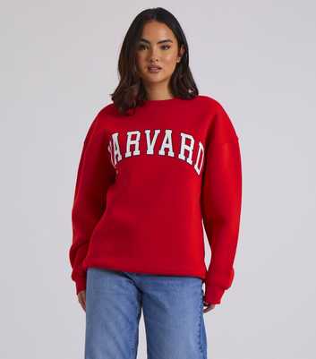 Urban Bliss Red Harvard Oversized Sweatshirt