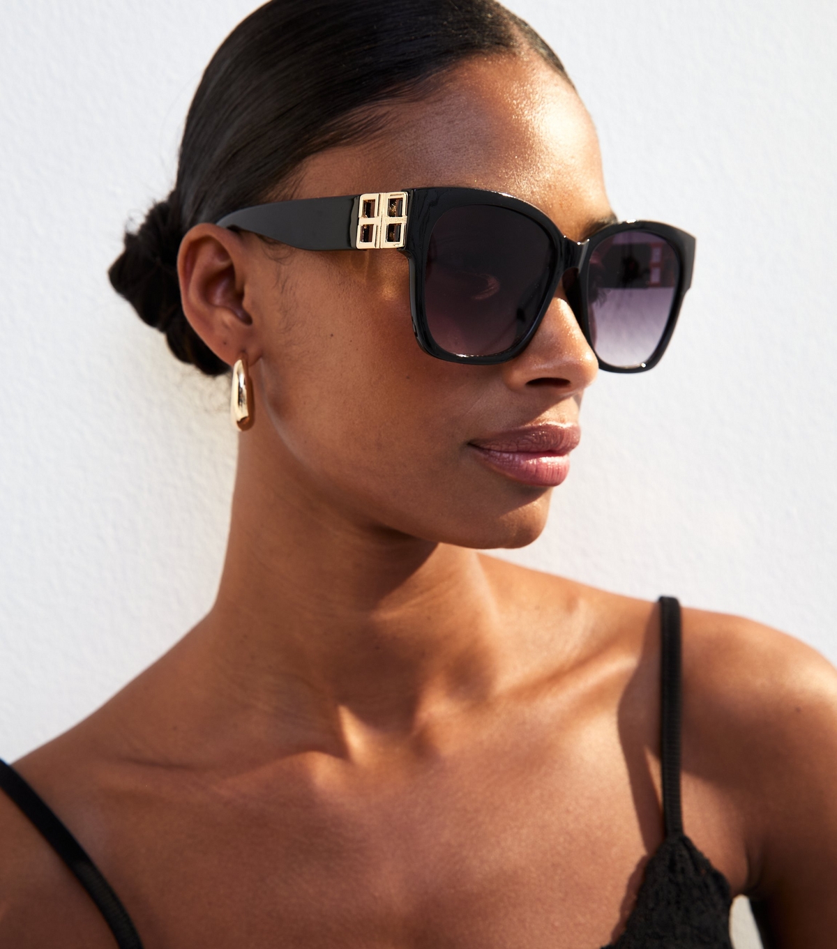 Black Square Frame Sunglasses New Look
