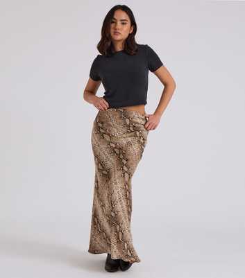 Urban Bliss Snake Print Bias Cut Maxi Skirt