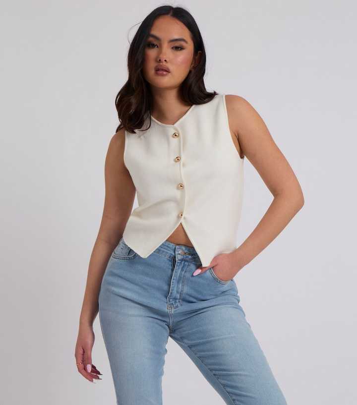 Urban Bliss White Button Through Vest
