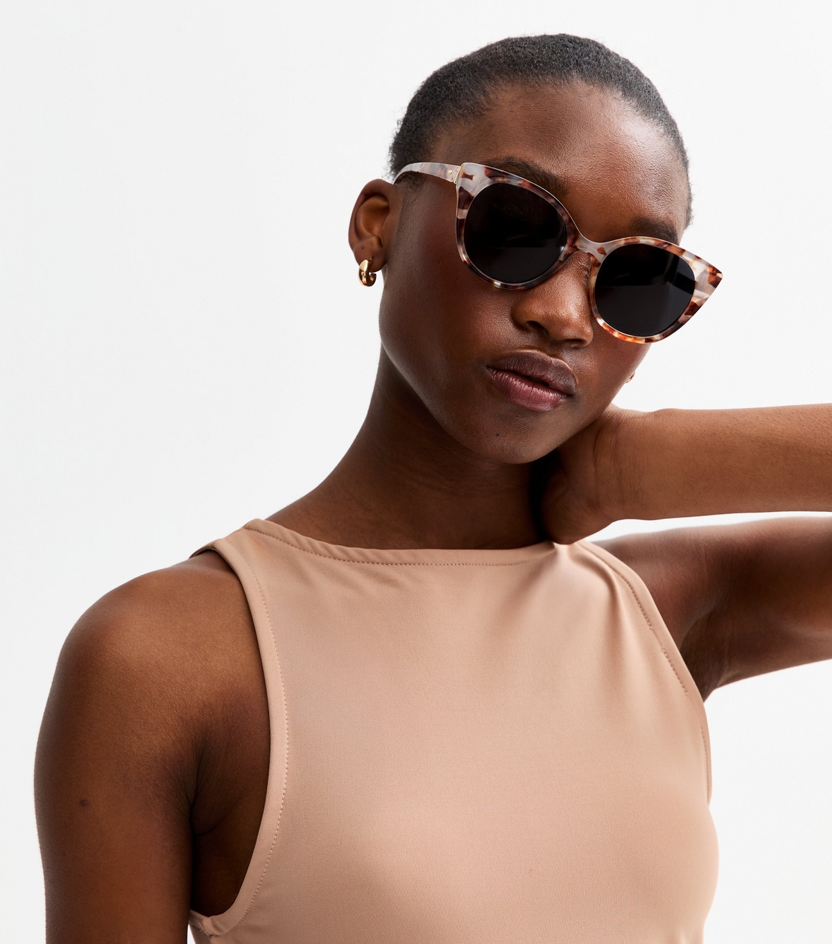 Brown Tortoiseshell Round Cat Eye Sunglasses New Look