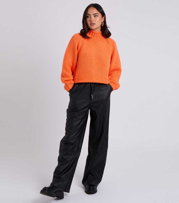 Urban Bliss Black Leather Look Wide Leg Trousers