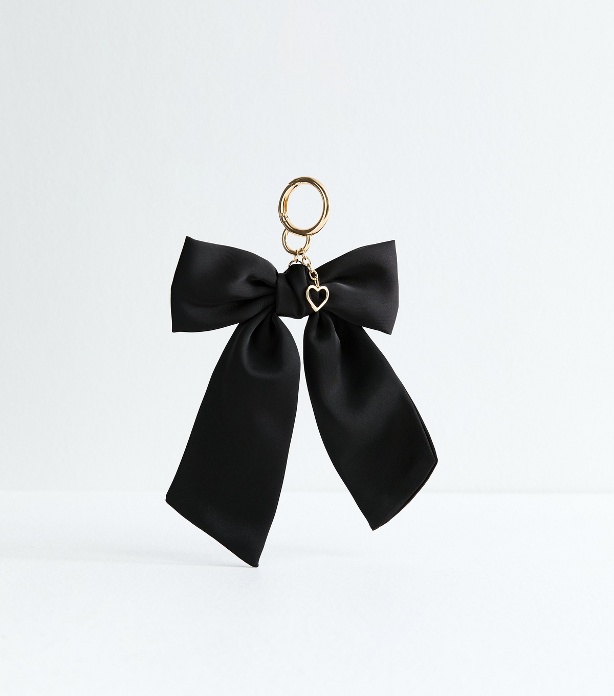 Black Satin Bow Bag Charm New Look