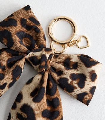 thumbnail image 2 of Purse Accessory Fuzzy Leopard Print - Fluffy Fur Ball Keychain With Rhinestone For Purse & Backpack Bow Keychain 2 of 12