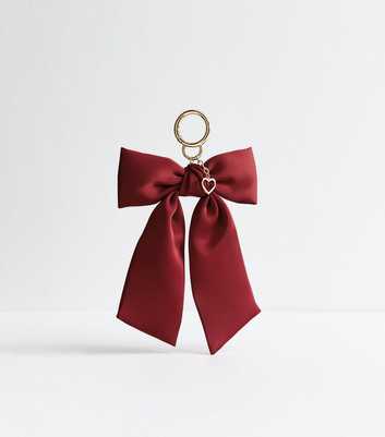 Burgundy Satin Bow Bag Charm