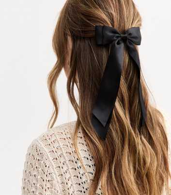 Black Double Bow Satin Hair Clip