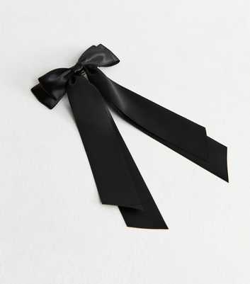 Black Double Bow Satin Hair Clip