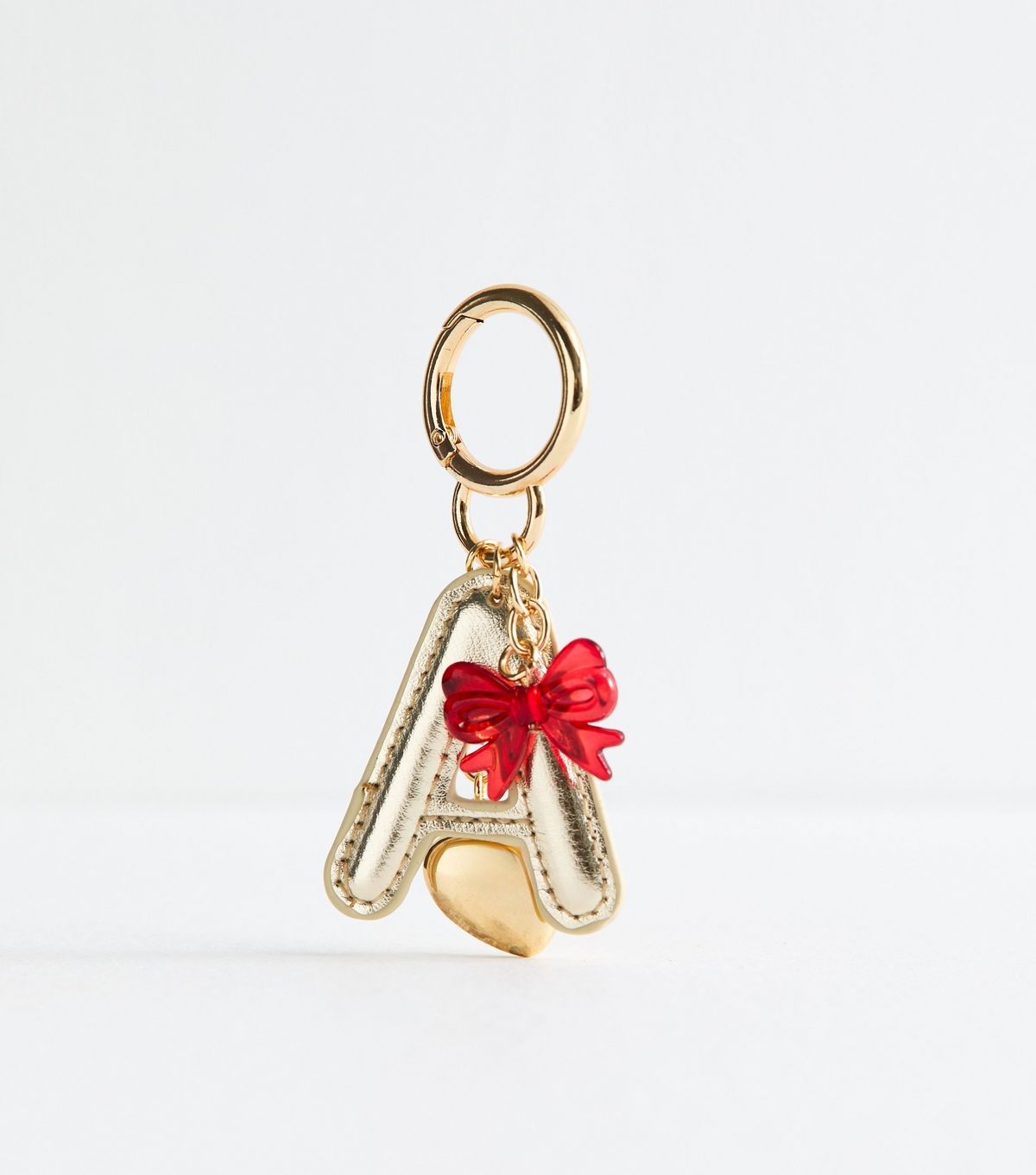 Gold A Initial Faux Leather Bag Charm New Look