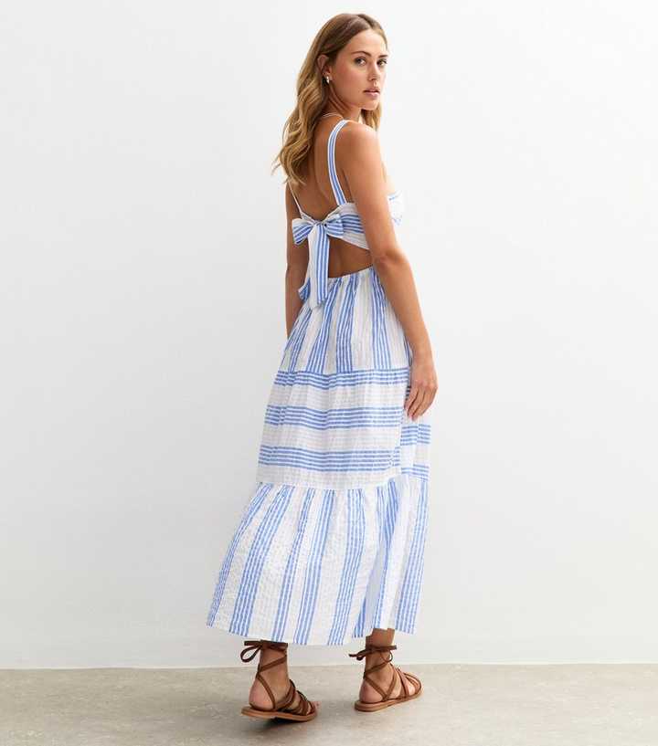 Robe Maxi Bebe Rayée Bleue Avec Bretelles - Taille XXS - Neuf Avec étiquettes