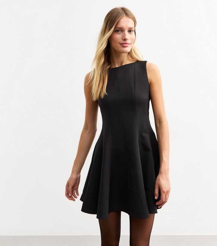 Black Crepe Shift Mini Dress