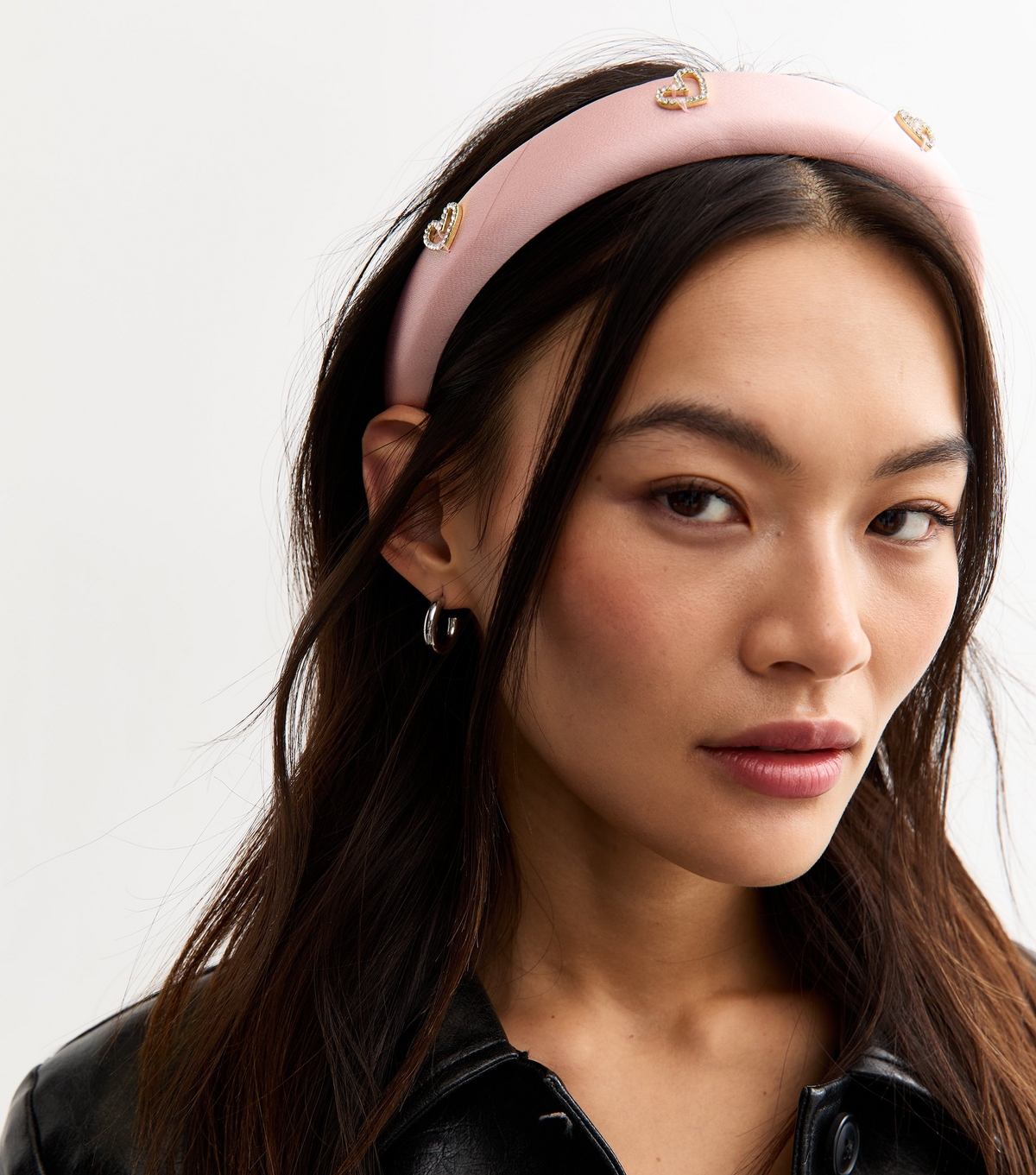 Pink Diamanté Heart Padded Headband New Look