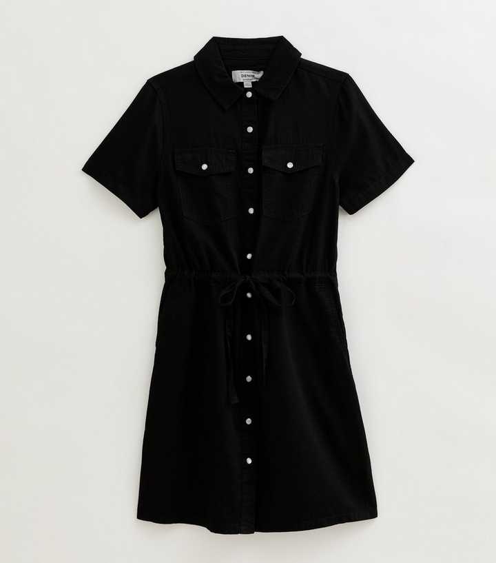 Denim Shirt Dress Black Denim Dress New Look New Look DRAWSTRING