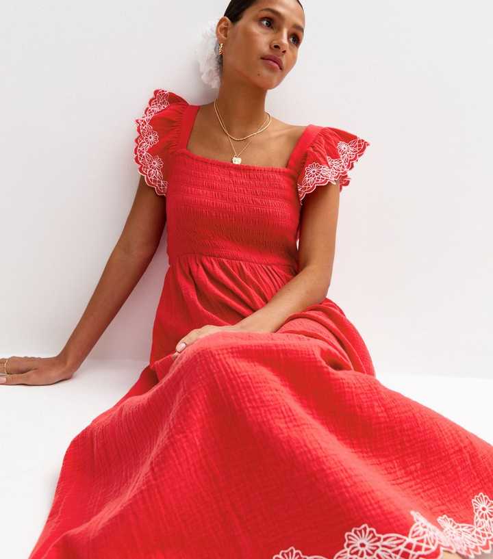fitted lace wedding dress Brick Red Floral Halter Midi Dress - Event Dresses main image 0
