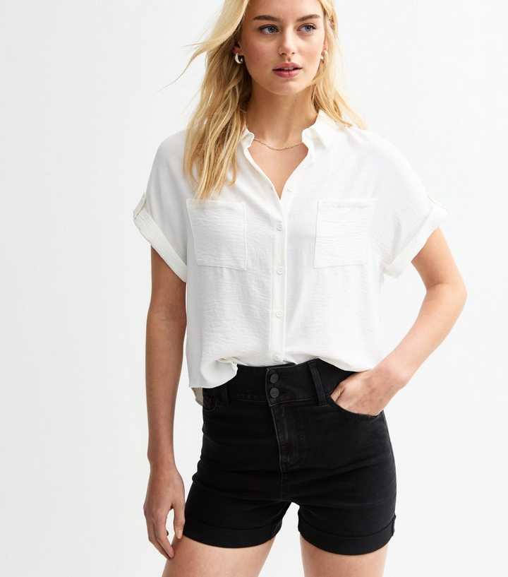 Tall Black High Waist Denim Shorts