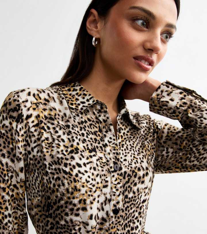 Brown Leopard Print Midi Shirt Dress | New Look Brown Leopard Print Midi Shirt Dress | New Look