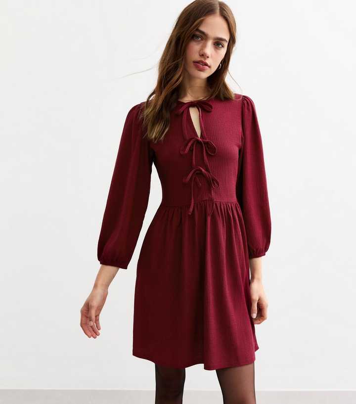 blue bodycon maternity dress Burgundy Tie Front Devore Maxi Dress – Rare London