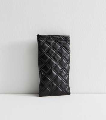 Black Faux Leather Quilted Sunglasses Case