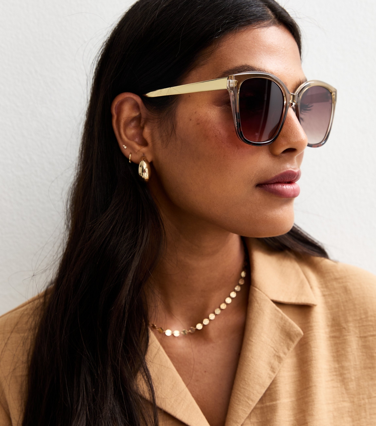 Light Khaki D Frame Sunglasses New Look