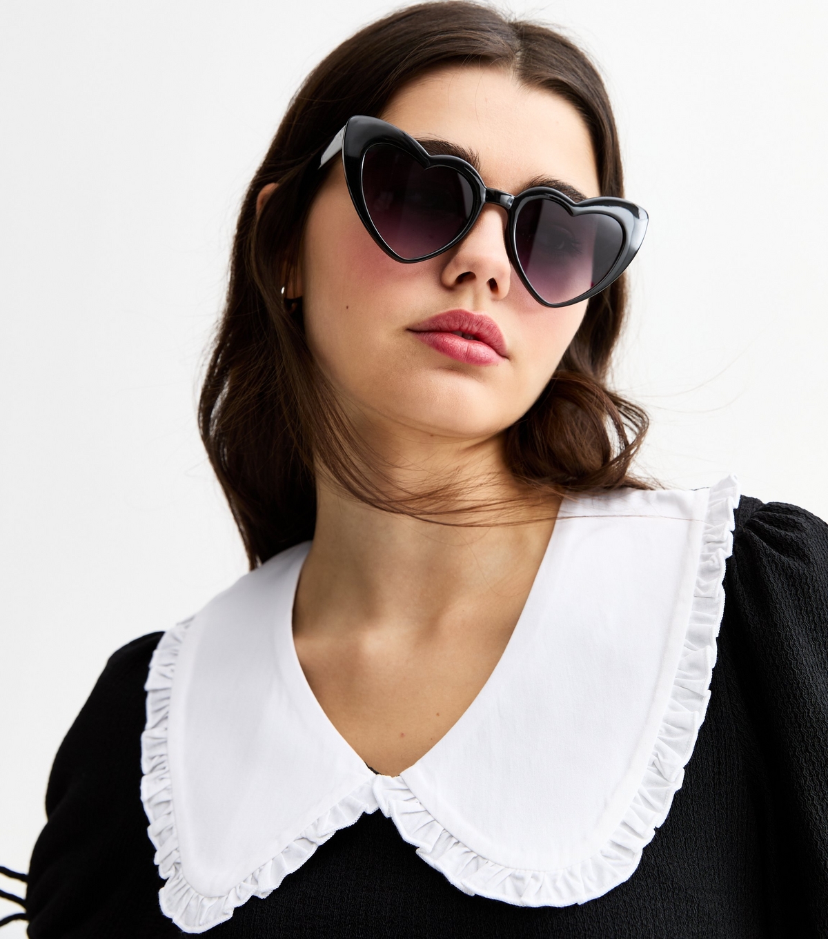 Black Heart Frame Sunglasses New Look