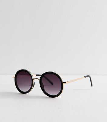 Black Oversized Round Frame Sunglasses