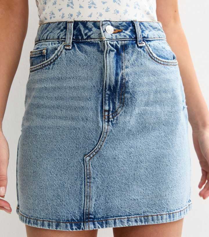 Light Blue Denim A-Line Skirt