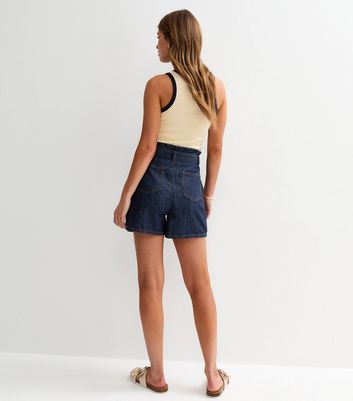 navy paper bag shorts