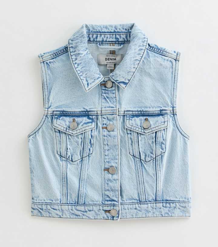 Blue Sleeveless Denim Jacket New Look