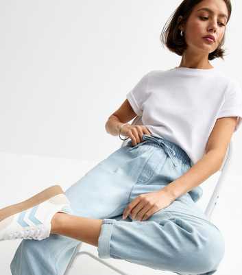 Light Blue Tapered Look Denim Trousers