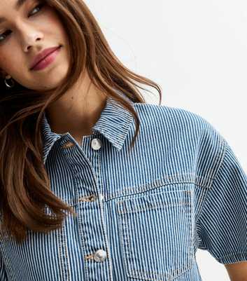Blue Striped Denim Boxy Shirt