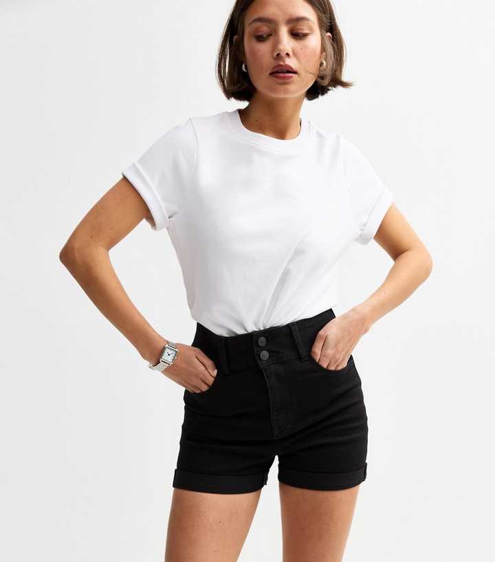 Black High Waisted Denim Shorts