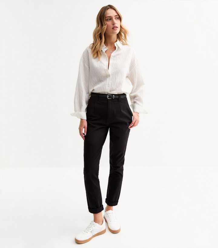 Black Tapered Leg Chino Trousers