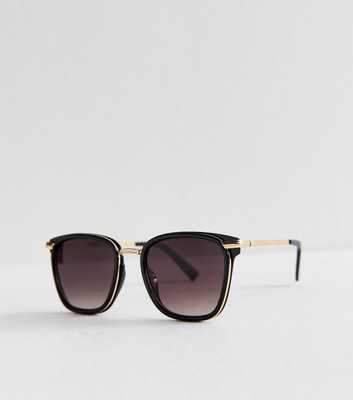 Black Patterned Square Sunglasses