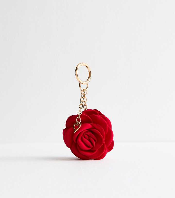 Red Satin Rose Bag Charm