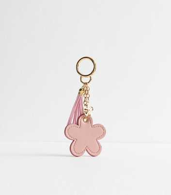 Pink Faux Leather Flower Bag Charm 