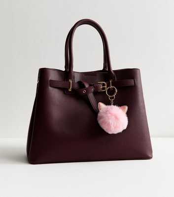 Pink Cat Pom Pom Bag Charm