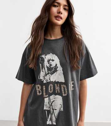 Dark Grey Leopard Blondie Print T-Shirt