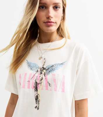 Off White Distressed Nirvana Angel Print T-Shirt