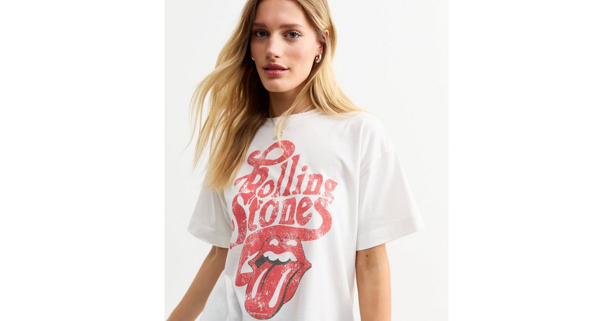 Off White Rolling Stones Oversized T-Shirt New Look