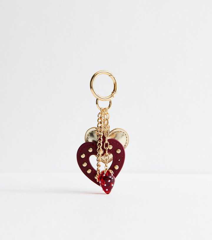 Red Strawberry Heart Bag Charm