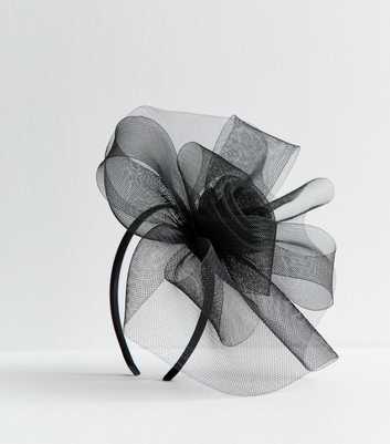 Black Mesh Flower Fascinator