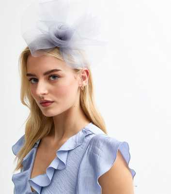 Light Grey Mesh Flower Fascinator