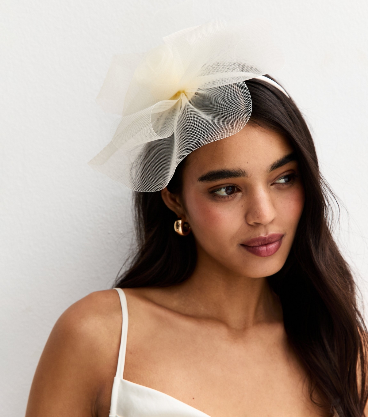 Cream Mesh Flower Fascinator New Look